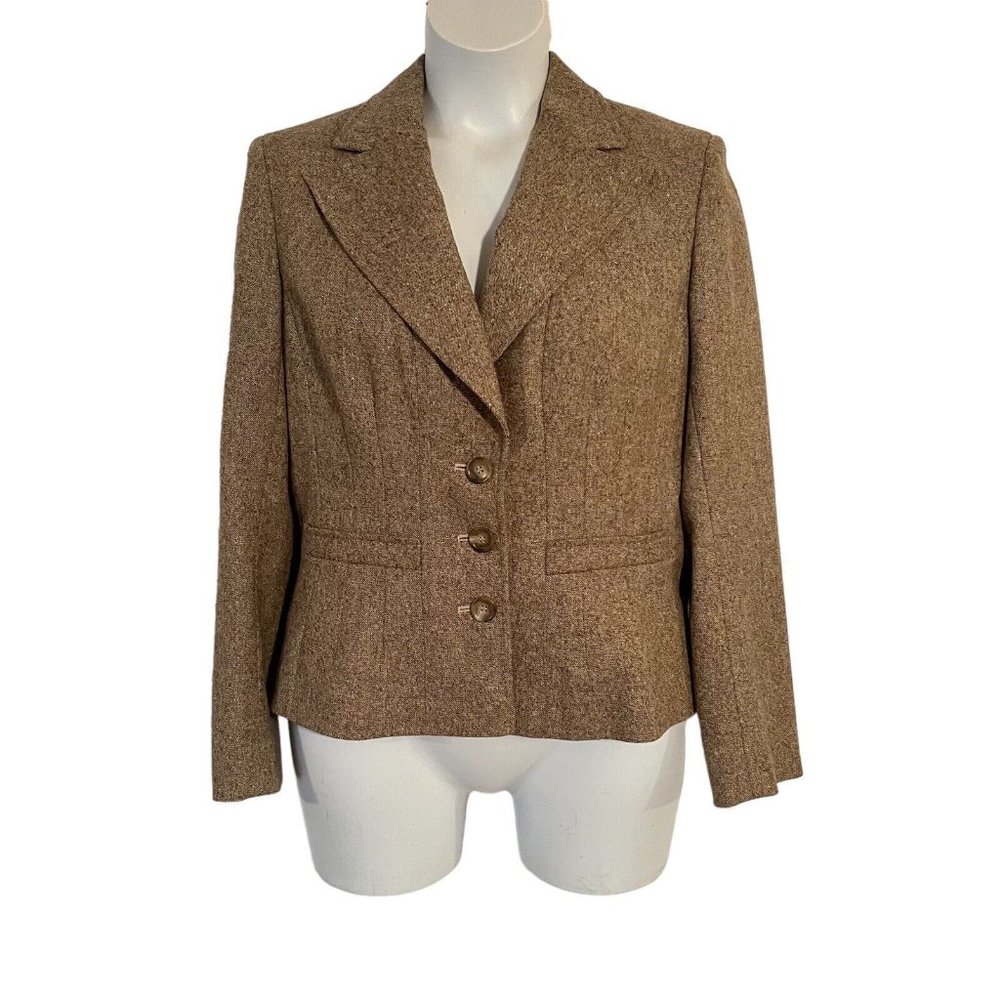 Ann Taylor Button Front Blazer Jacket Women Size 12 Brown